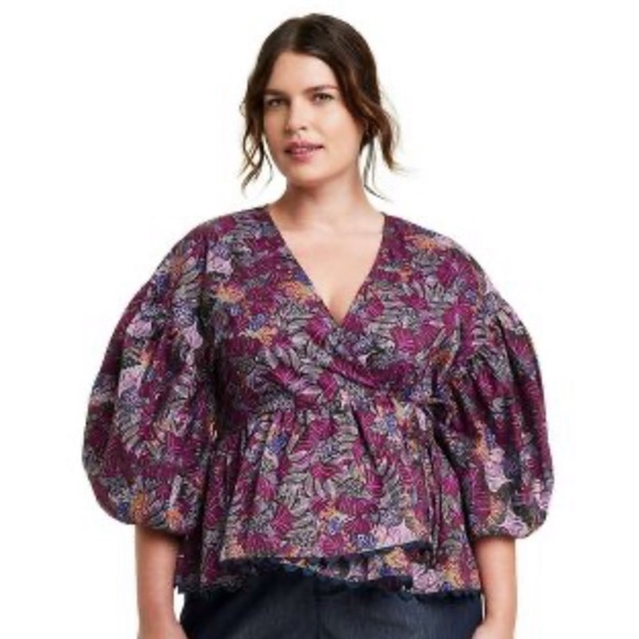 Kika Vargas x Target Wrap Top Size XL Coral Reef Scalloped Edge Purple NWT - Picture 3 of 5